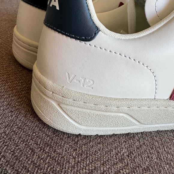 VEJA V-12 Leather White Marsala Nautico Sneaker - Picture 11 of 14